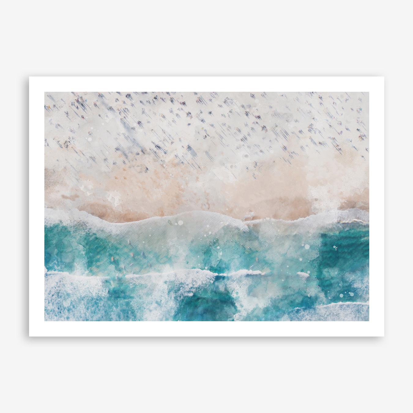 1350x1350 Aerial Beach View Watercolour I By Pretty In Print - Watercolor Beach