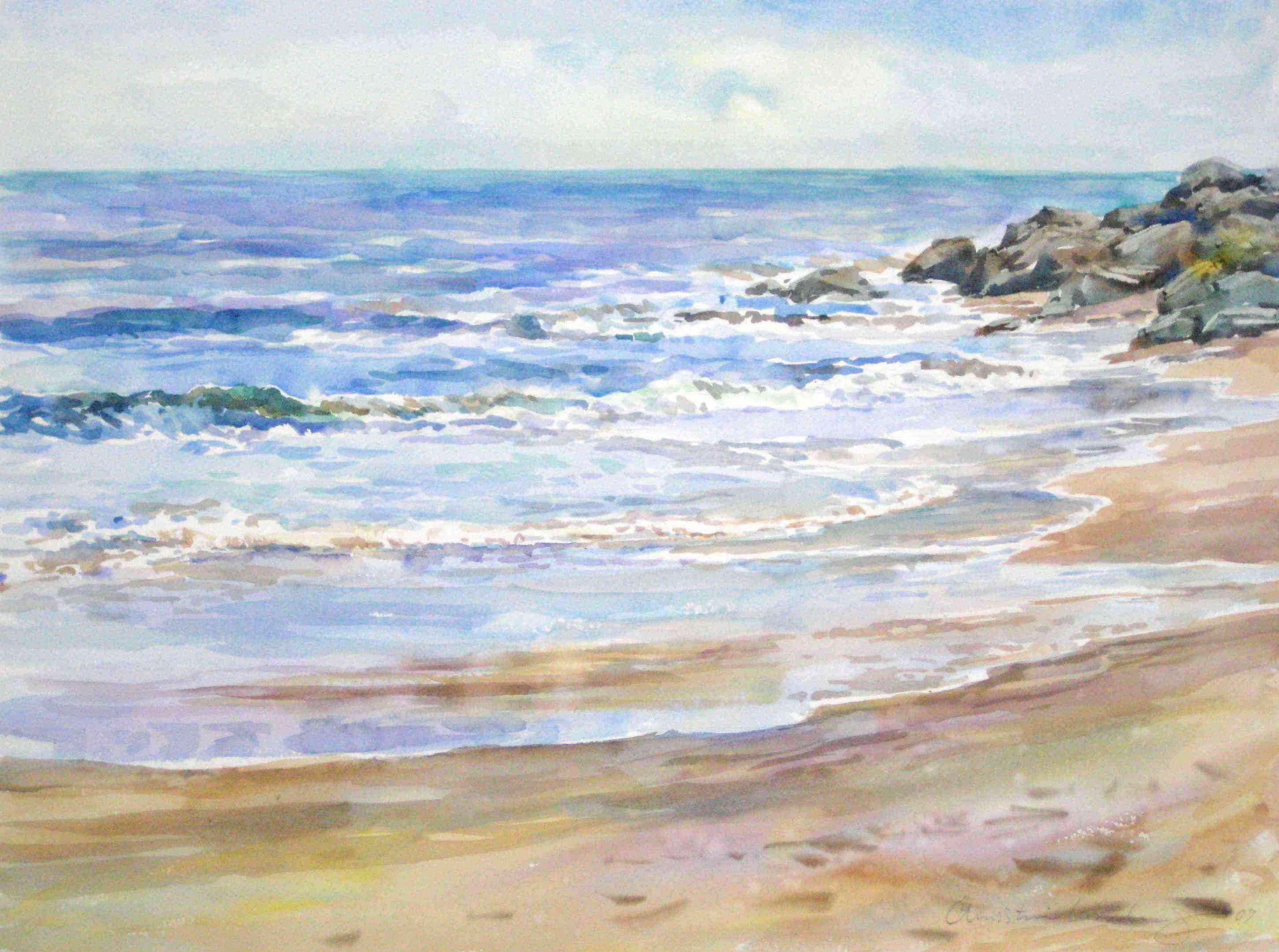 2904x2162 Pin By Sharon Findlay On Art Beach Scenes - Watercolor Beach