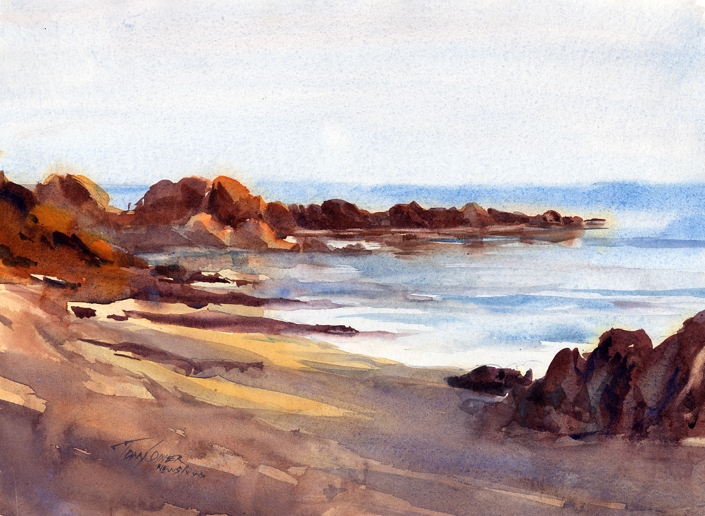 1028x752 Beach Original Watercolor Seascape Vermont Watercolor - Watercolor Beach