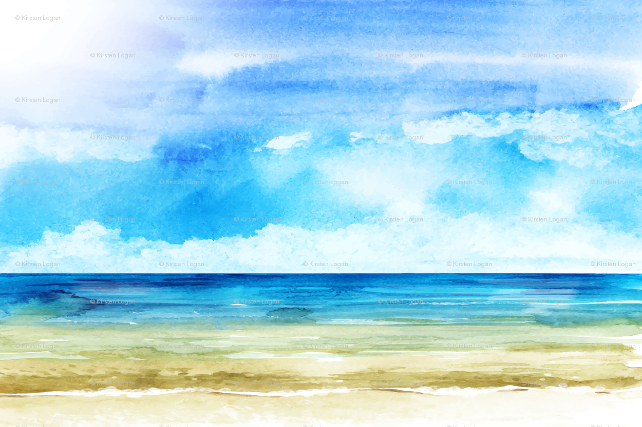1250x833 Watercolor Beach Ocean Summer Sky Wallpaper - Watercolor Beach Pictures
