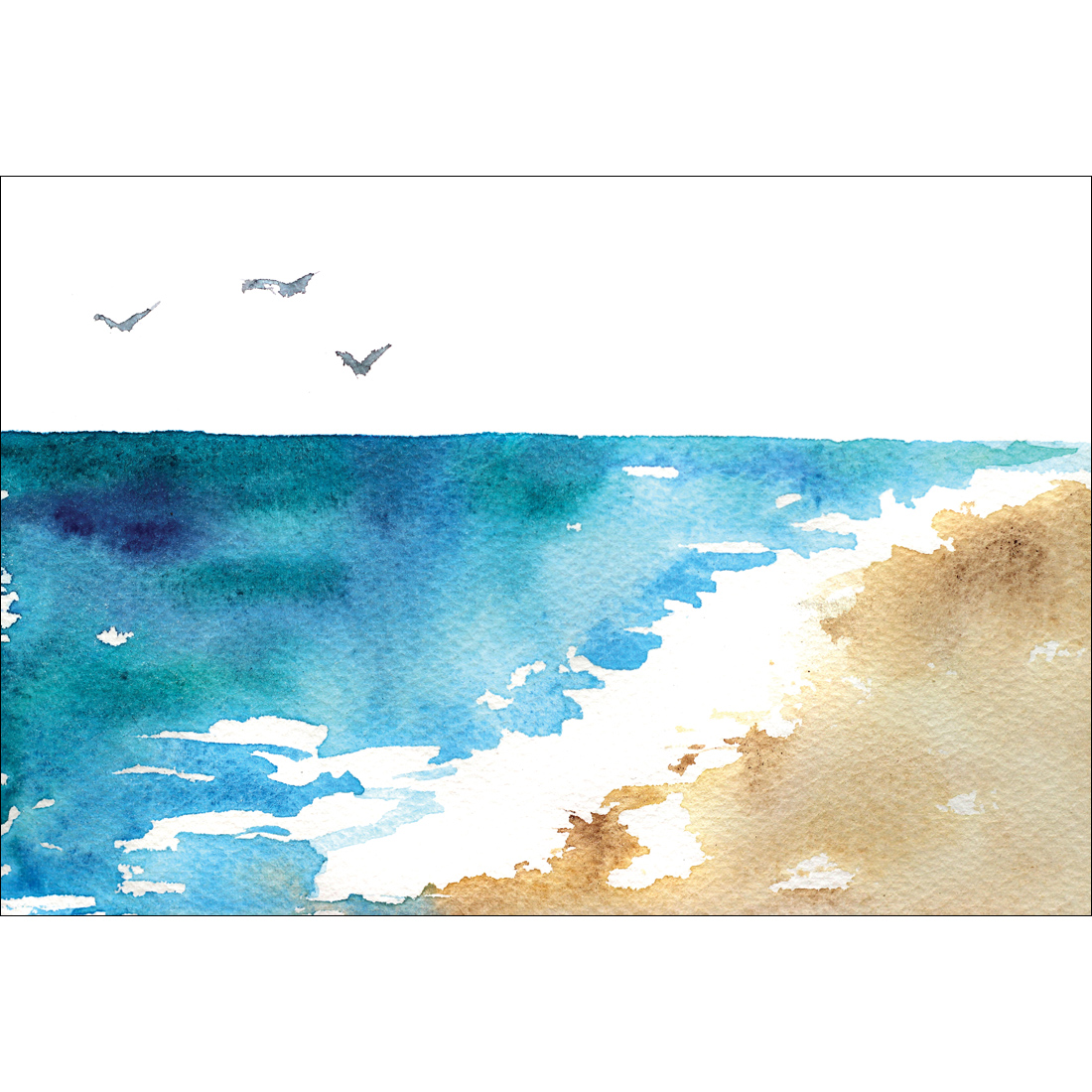 1100x1100 Watercolour Beach - Watercolor Beach Pictures