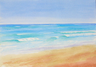 400x281 Watercolour Painting Beach - Watercolor Beach Pictures