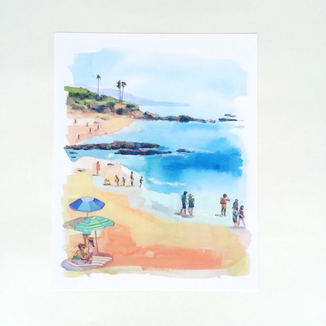 642x642 Sunday - Watercolor Beach Scene