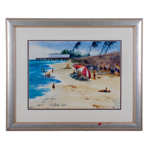 498x498 Watercolor Beach Scene, 1949 - Watercolor Beach Scene
