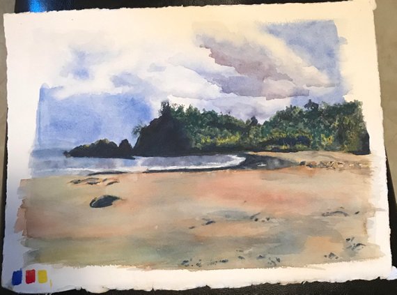 570x423 Watercolor Beach Scene - Watercolor Beach Scene