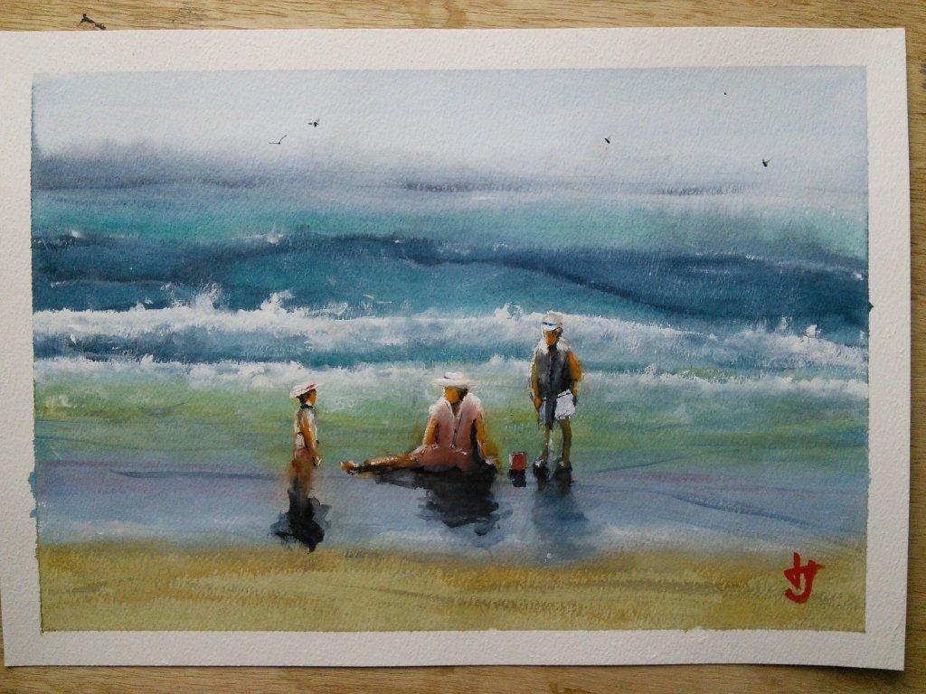 1024x768 Darren James Watercolour Demo - Watercolor Beach Scene