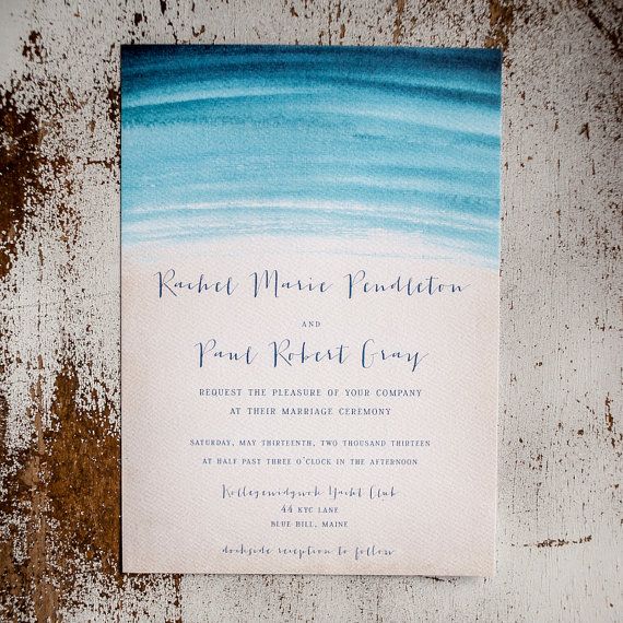 570x570 Beach Wedding Invitations - Watercolor Beach Wedding Invitations