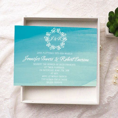 500x500 Summer Scuba Blue Beach Watercolor Wedding Invitations Ewi373 As - Watercolor Beach Wedding Invitations