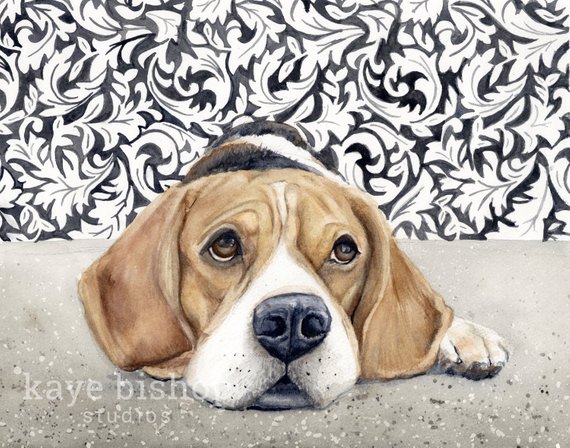 570x448 Beagle Watercolor Painting Animal Art Beagle Painting Etsy - Watercolor Beagle
