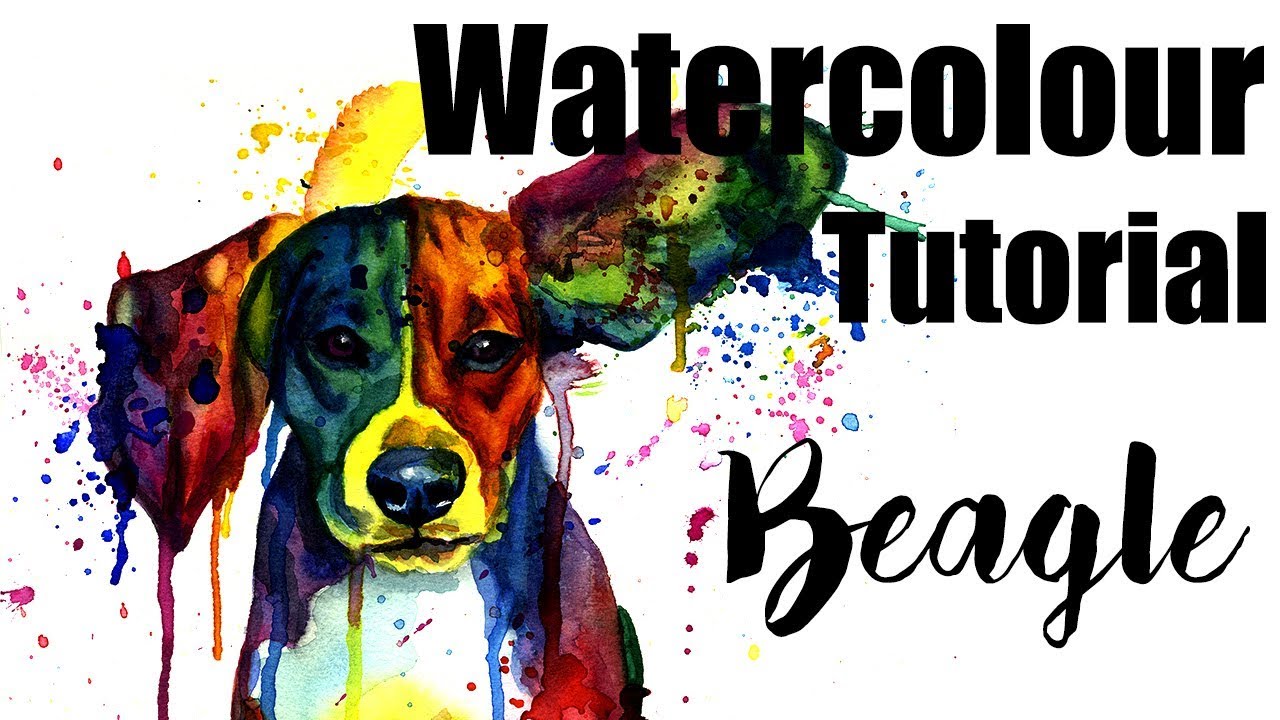 1280x720 Dog In Watercolor Painting Tutorial, Colorful Dog Portrait - Watercolor Beagle