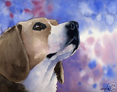 400x317 Beagle Art Print Watercolor Painting 11 X 14 Signed By Artist Dj - Watercolor Beagle