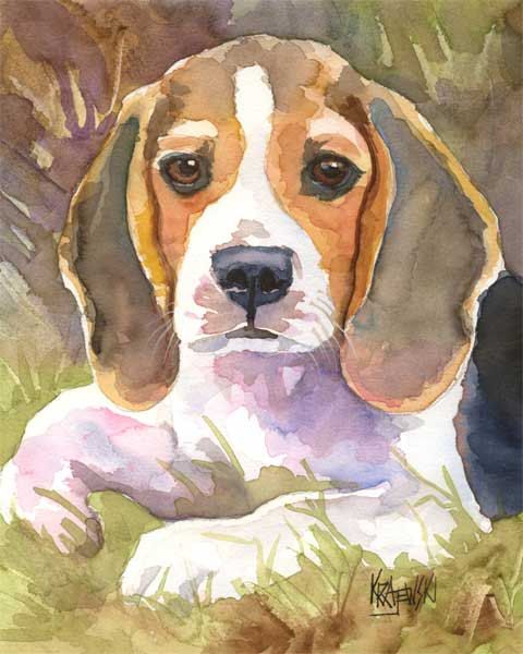480x600 Beagle Art Print Of Original Watercolor Painting, Beagle Poster - Watercolor Beagle
