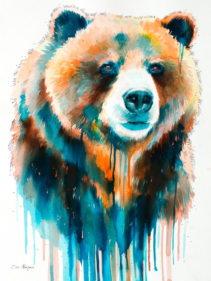 700x933 Grizzly Bear Art Print Slaveika Aladjova Bear Art - Watercolor Bear