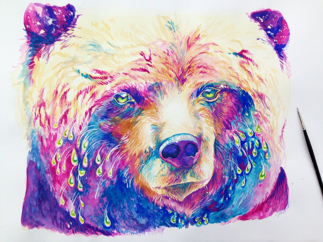 1032x774 Watercolor Bear By Pepperoonie - Watercolor Bear
