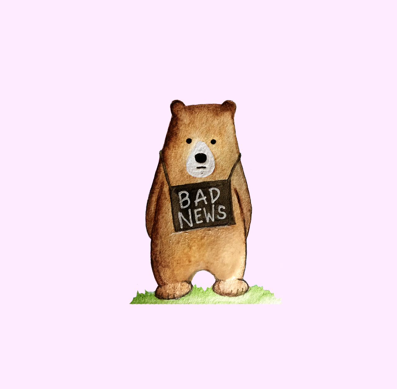 1280x1254 Watercolor Bear Of Bad News, Watercolordigital, 1280x1254 Art - Watercolor Bear