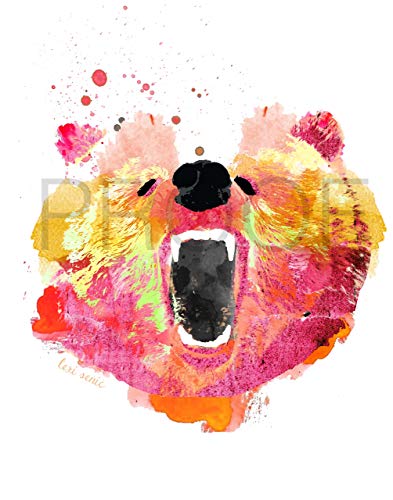 393x500 Roaring Bear Watercolor 11x14 Print Bear Print - Watercolor Bear