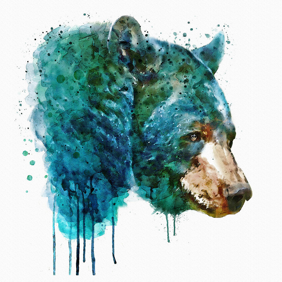 900x900 Bear Head Painting By Marian Voicu - Watercolor Bear