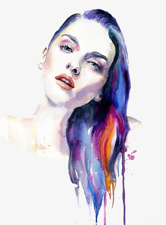 564x766 Watercolor Beauty, Maiden, Beautiful Girl, Beautiful Png And Psd - Watercolor Beauty