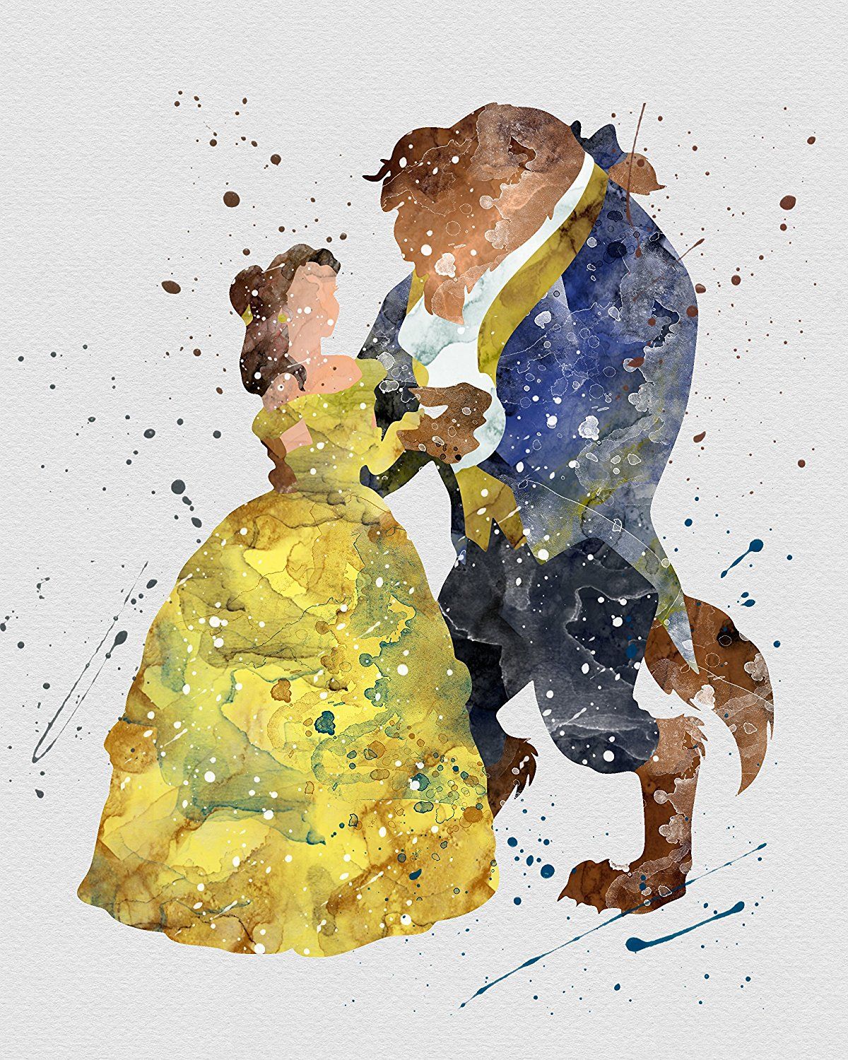 1200x1500 Watercolor Beauty And The Beast Belle And Beast Home Print 8.5 - Watercolor Beauty