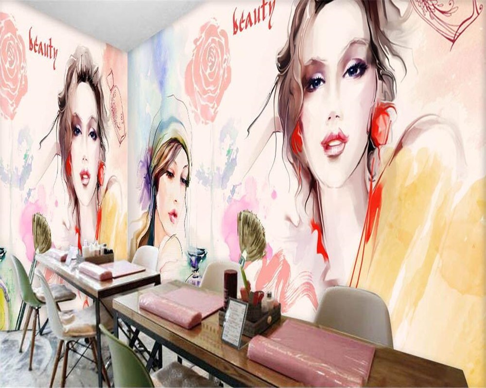 1000x800 Beibehang Custom Wallpaper Watercolor Beauty Beauty Shop Nail Shop - Watercolor Beauty