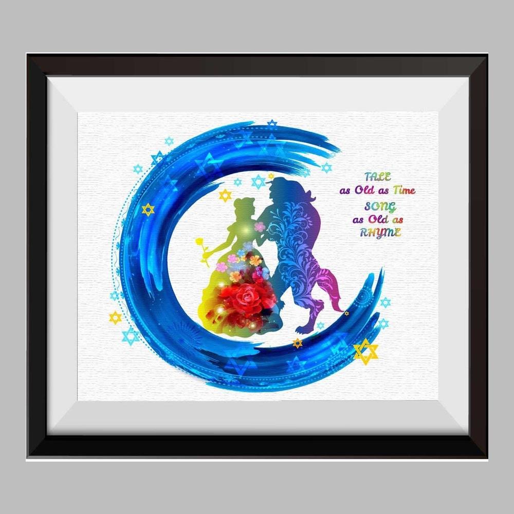 1000x1000 Beauty And The Beast Princess Belle Watercolor Print Nursery Decor - Watercolor Beauty And The Beast