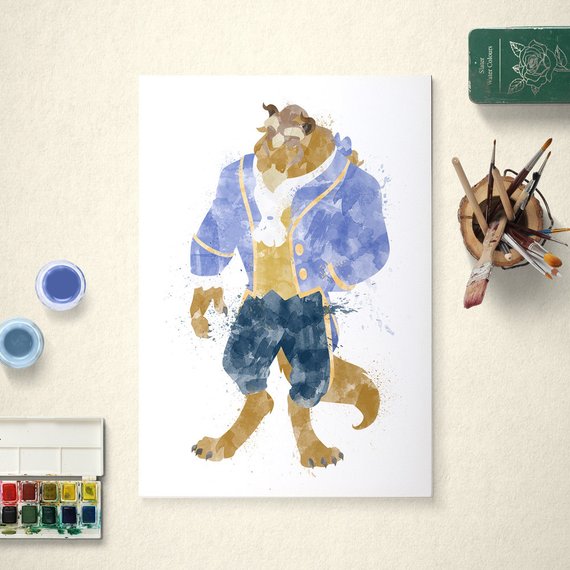 570x570 The Beast, Beauty And The Beast, Poster, Watercolour Art - Watercolor Beauty And The Beast