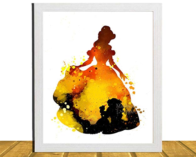 625x500 11 X 14 And 8 X 10 Beauty And The Beast Inspired Wall - Watercolor Beauty And The Beast