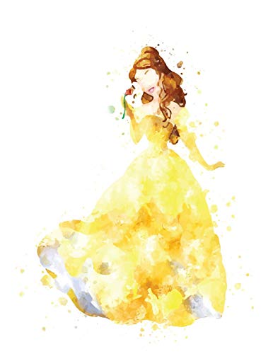 386x500 Watercolor Beauty And The Beast Belle Home Print - Watercolor Beauty And The Beast