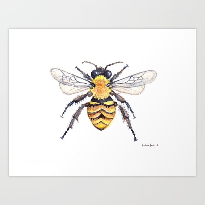 700x700 Watercolor Bee Art Print By Susannelamb Society6 - Watercolor Bee