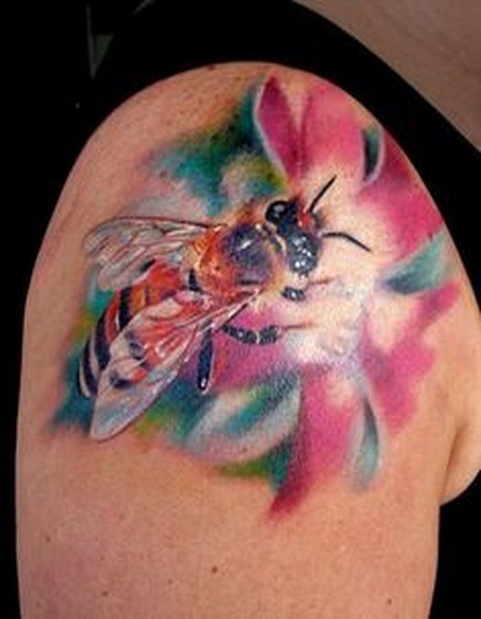 700x900 Geometric Tattoo - Watercolor Bee Tattoo