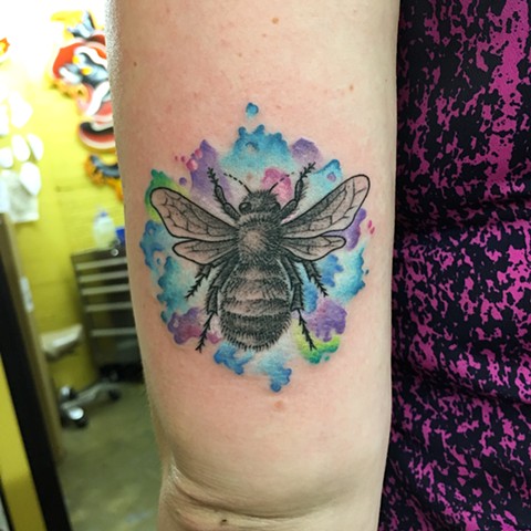 480x480 Tad Peyton - Watercolor Bee Tattoo