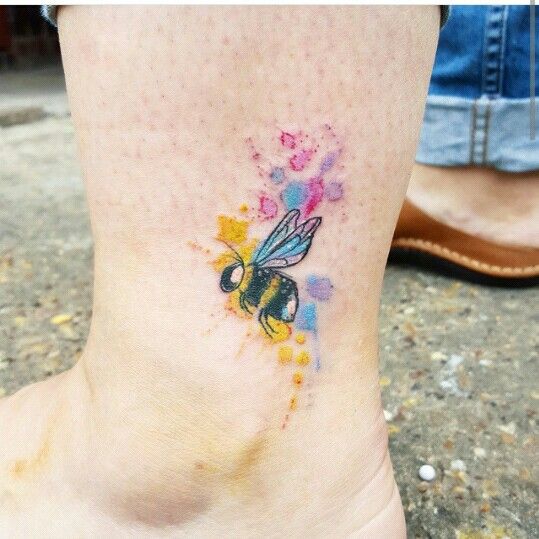 539x539 Tiny Bee. Watercolor Tattoo By Joanne Baker Watercolor Tattoos - Watercolor Bee Tattoo