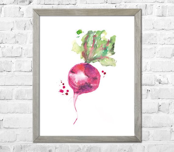 570x499 Kitchen Wall Art Watercolor Beet Painting Vegetable Print Etsy - Watercolor Beet