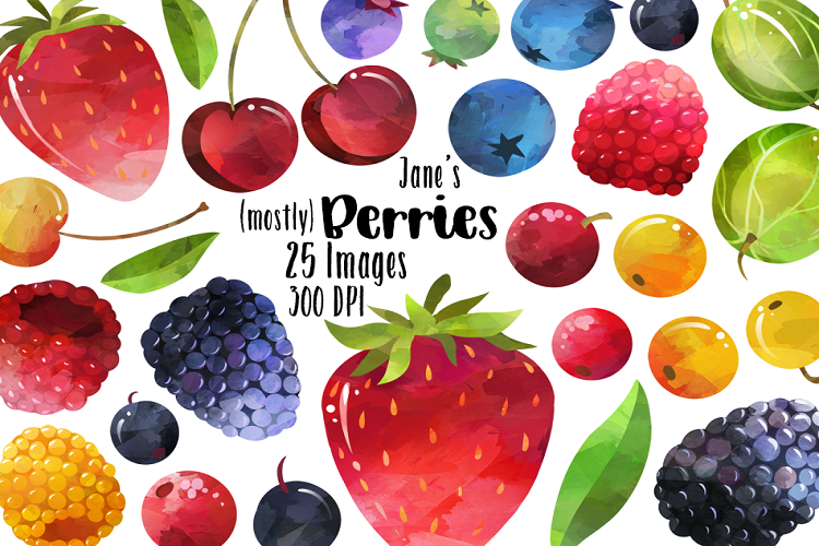 750x500 Watercolor Berries Clipart - Watercolor Berries