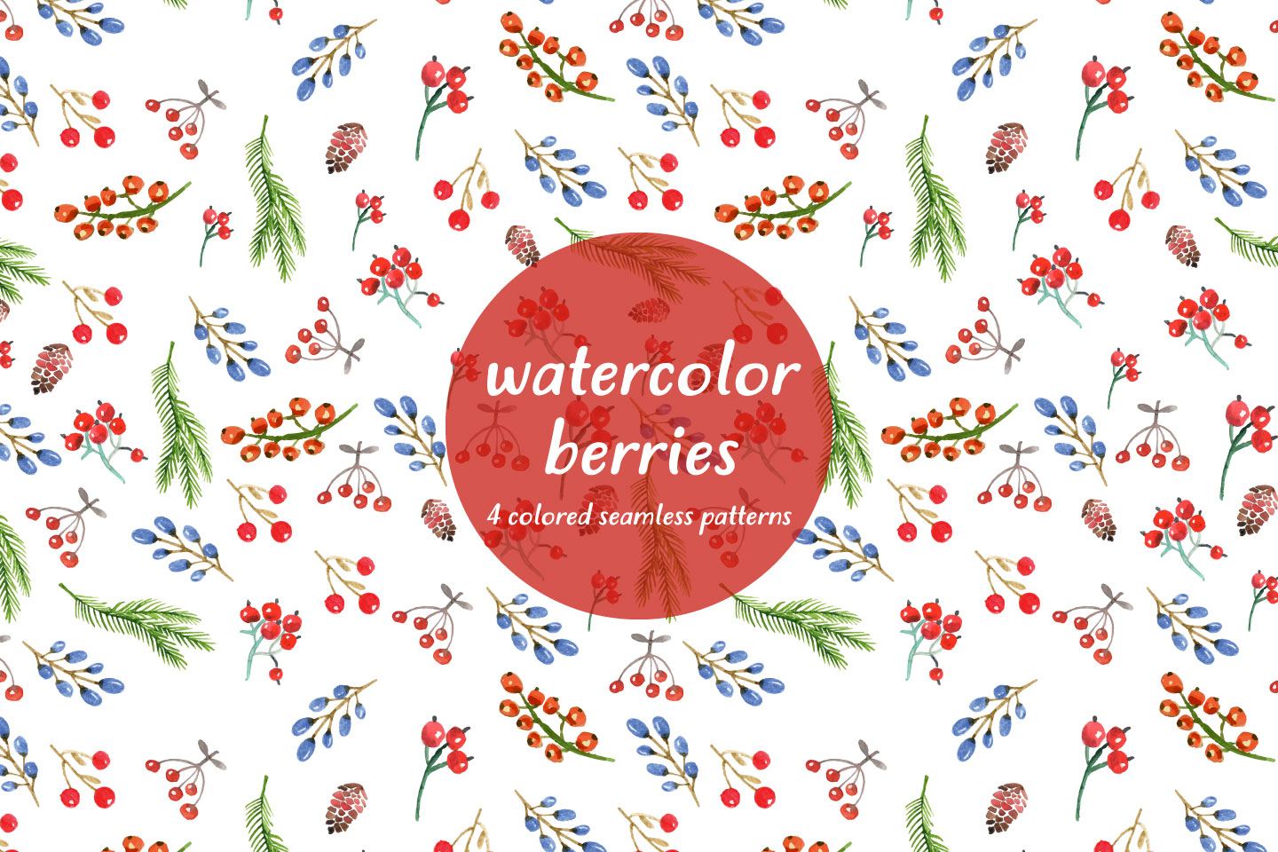 1440x960 Watercolor Berries Vector Seamless Free Pattern - Watercolor Berries