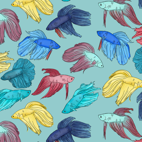 470x470 Watercolor Betta Fish On Light Blue Wallpaper - Watercolor Betta Fish