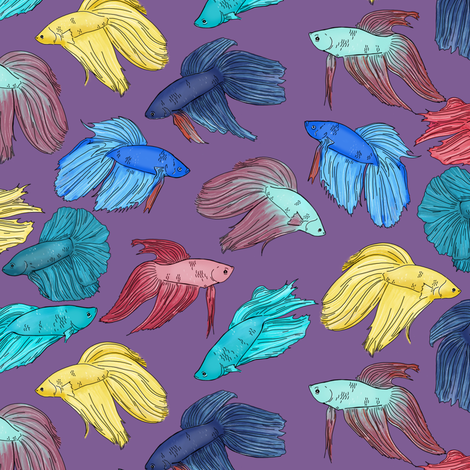 470x470 Watercolor Betta Fish On Purple Wallpaper - Watercolor Betta Fish