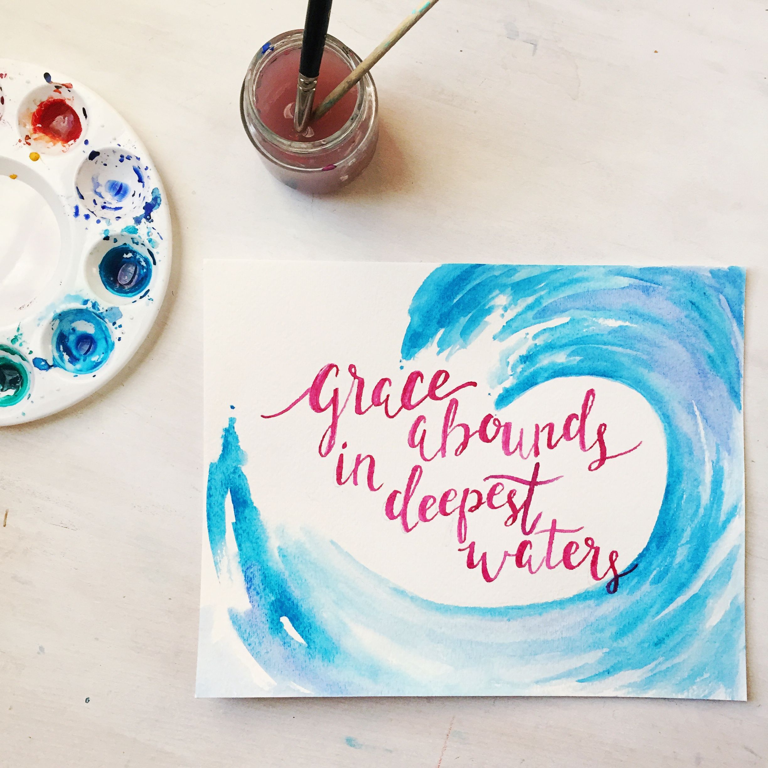 2448x2448 Grace Abounds In Deepest Waters. Watercolor Painting. Bible Art - Watercolor Bible Verse