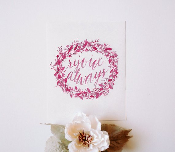 570x496 Rejoice Always Watercolor Bible Verse Verse Art Christian Etsy - Watercolor Bible Verse