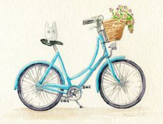 236x180 Watercolor Window Art Watercolor Bike Print Italian Watercolour - Watercolor Bike