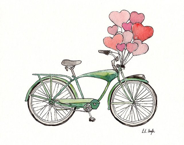 642x506 Bike Print Watercolor Print Home Decor Bike Painting Etsy - Watercolor Bike
