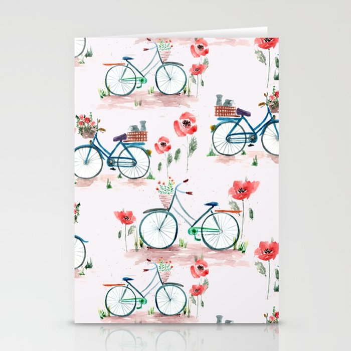 700x700 Watercolor Vintage Bike, Floral Bicycle, Summer Bike Ride - Watercolor Bike