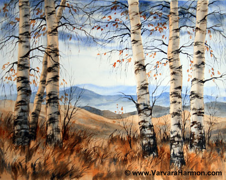 450x360 Birch Trees - Watercolor Birch Trees
