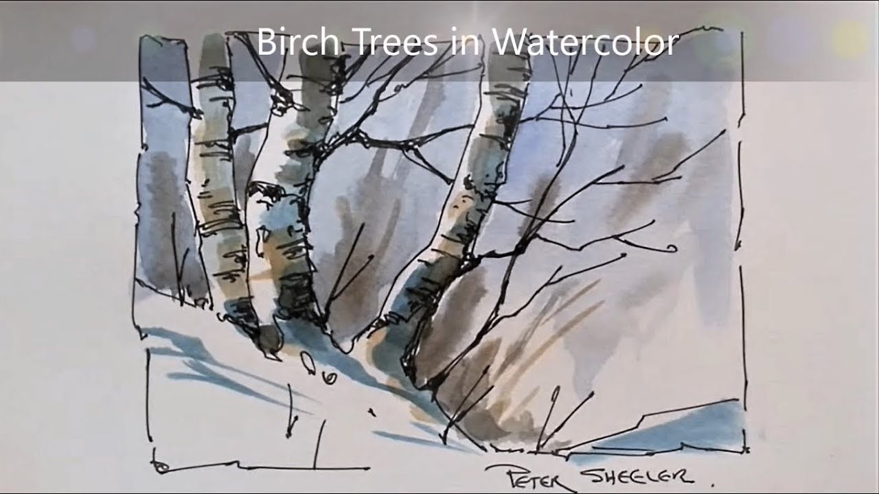 1280x720 Painting Birch Trees, Real Time Reposting Of My First Video. Peter - Watercolor Birch Trees
