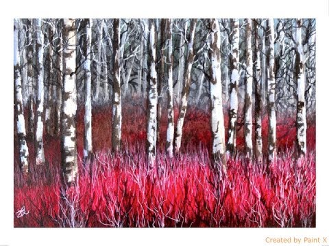 480x360 Watercolor Painting Birch Trees Time Lapse - Watercolor Birch Trees