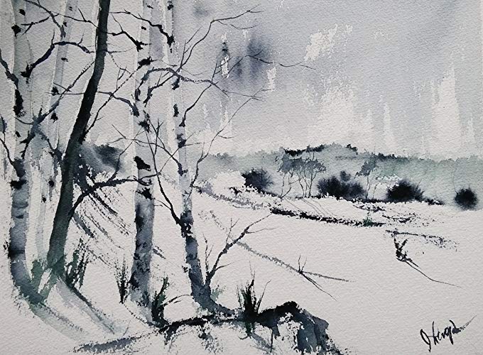 680x500 Original Painting Watercolor Painting Original - Watercolor Birch Trees