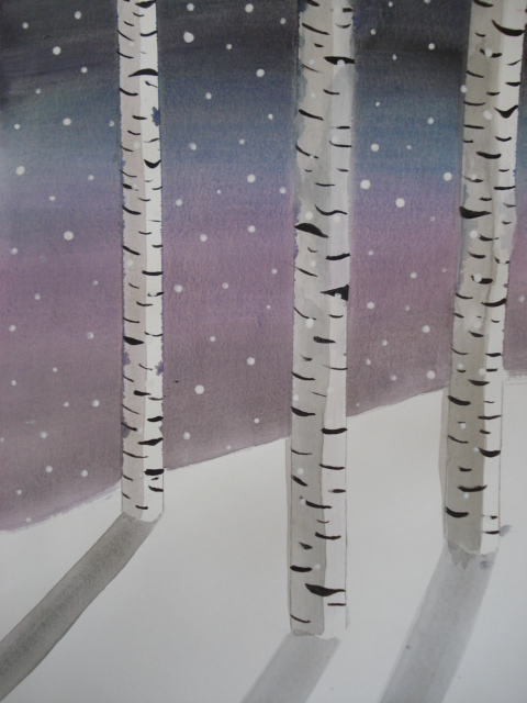 480x640 A Faithful Attempt Birch Trees In Winter Watercolors - Watercolor Birch Trees