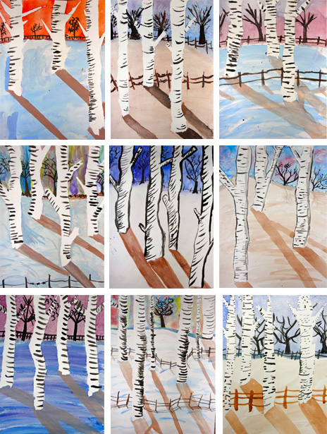 464x615 Birch Trees Watercolor Lesson Deep Space Sparkle - Watercolor Birch Trees