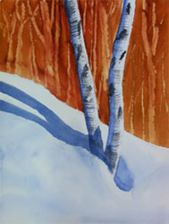 189x250 Birch Trees In The Snow. - Watercolor Birch Trees Snow