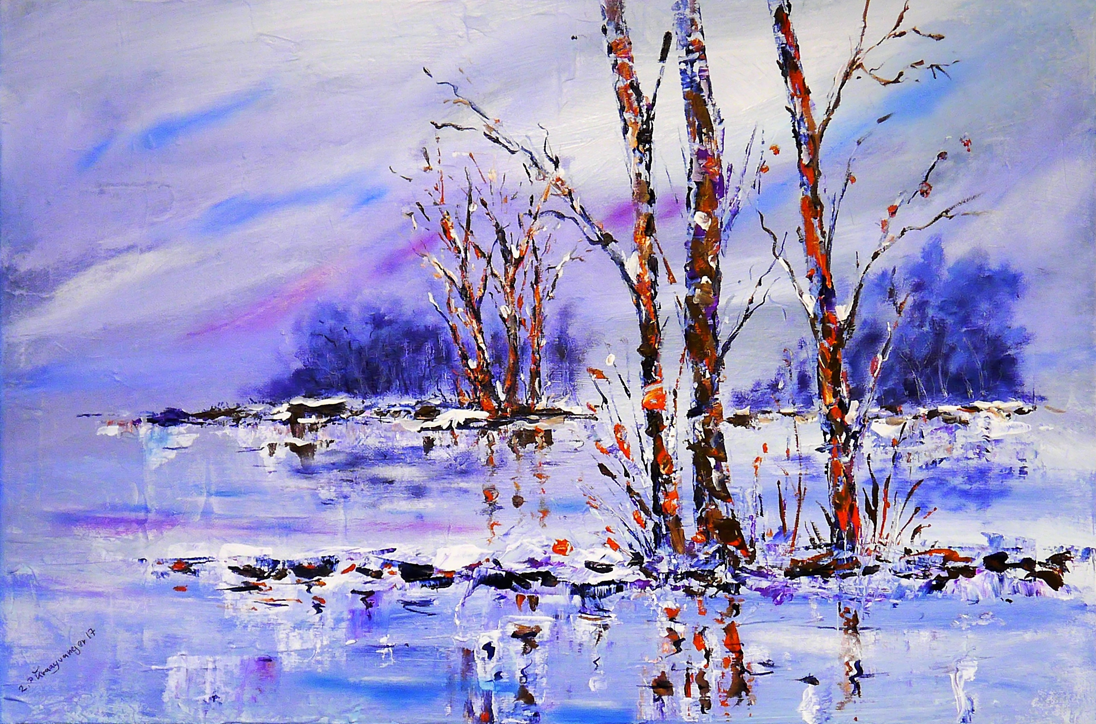 3745x2474 Free Images Landscape, Tree, Snow, Winter, Flower, Ice - Watercolor Birch Trees Snow